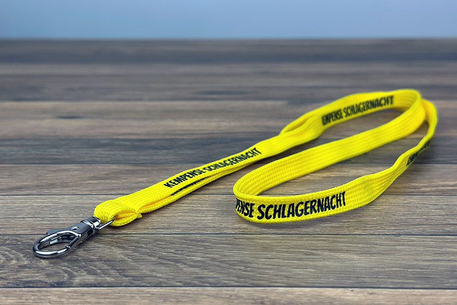 gele buisvormige (dubbellaags) lanyards voor de Kempense Schlagernacht